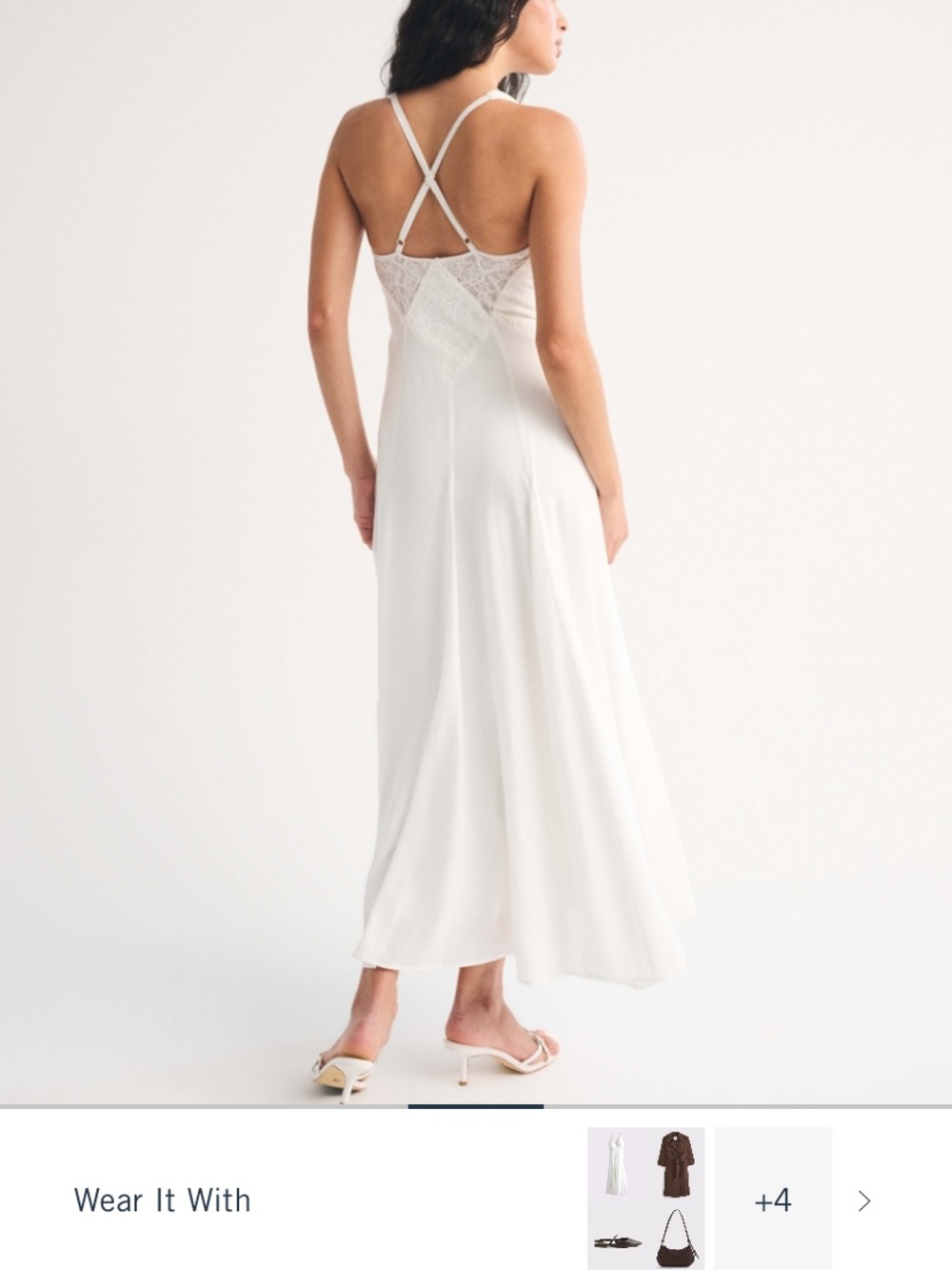 Abercrombie & Fitch White Lace-Back Maxi Slip Dress